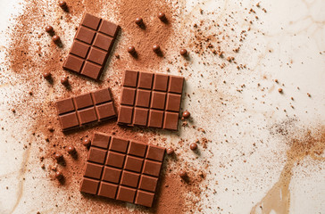 Sweet tasty chocolate on table
