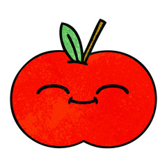 retro grunge texture cartoon red apple