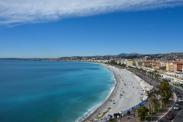 Fototapeta na wymiar Nice, France. View on the plage and embankment