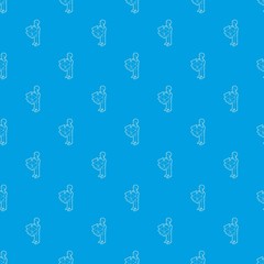 Businessman holding an outline box pattern vector seamless blue repeat for any use