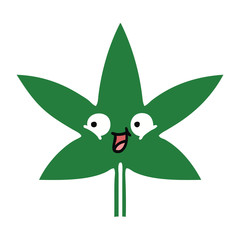 flat color retro cartoon marijuana leaf