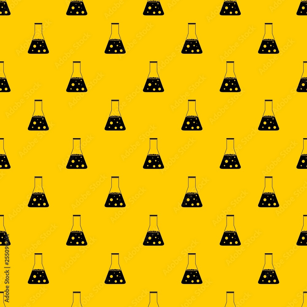 Poster chemical flask pattern seamless vector repeat geometric yellow for any design