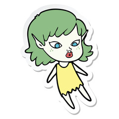 sticker of a pretty cartoon elf girl