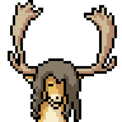 Fototapeta premium vector pixel art deer head