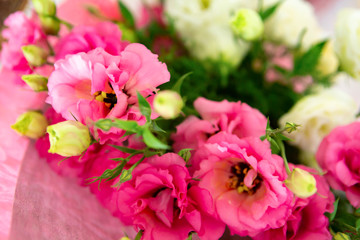 Roses flowers and petals background. a bouquet of beautiful flowers for a gift. greeting card.