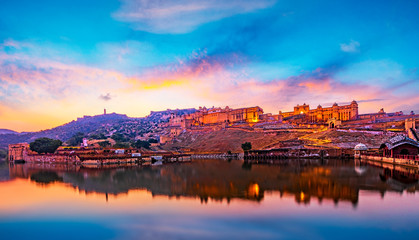 Amber Fort and Maota Lake, Jaipur, Rajasthan, India