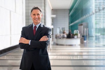 Business man, director, executive, corporate, financial advisor, CEO, standing confidently in...