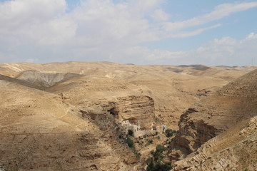 Saint George Koziba monastery near Jericho in Judean desert, nature,orthodox  monastery and landscape, Israel