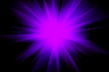 Purple blue bright flash of light in the dark. Motion blur. Staburst