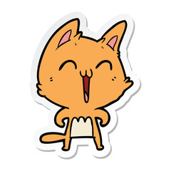 sticker of a happy cartoon cat