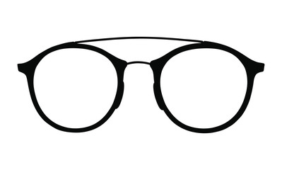 Glasses vector silhouette illustration on white background. Sunglasses, eyeglasses symbol. Protect kit for eyes.