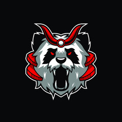 Panda Monster Halloween Scary Vector Illustration 