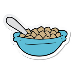 sticker of a cartoon cereal bowl