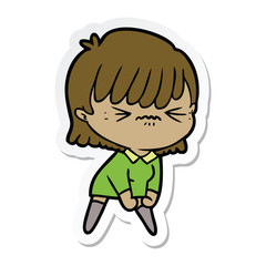 sticker of a annoyed cartoon girl