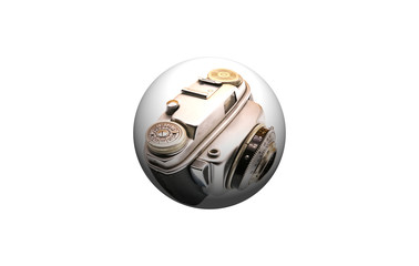 camera with ball  isolated on white background