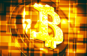 Bitcoin cryptocurrency background render illustration