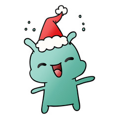 christmas gradient cartoon of kawaii alien