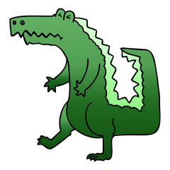 quirky gradient shaded cartoon crocodile