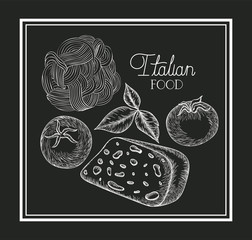 tomato plant and cheese italian food drawn