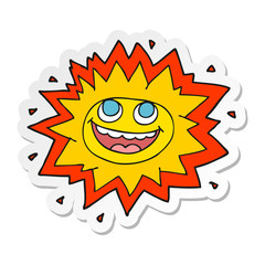 sticker of a happy cartoon sun
