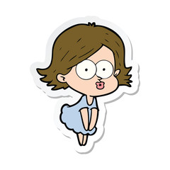 sticker of a cartoon girl pouting