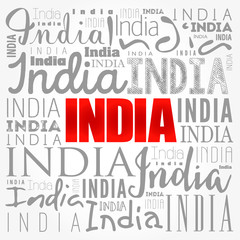 India wallpaper word cloud, travel concept background