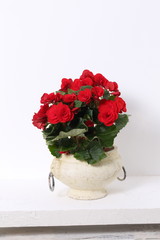 Still life with a bouquet of roses in a beautiful vase