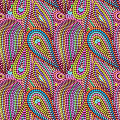 Mosaic seamless pattern with dots. Ornamental traditional etchnic design. Vector print.