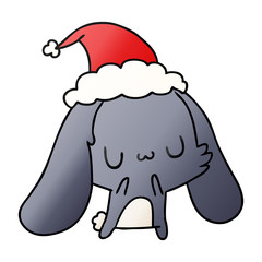 christmas gradient cartoon of kawaii rabbit