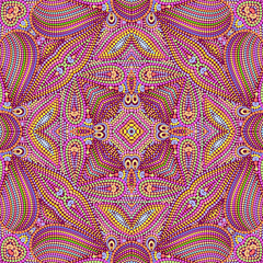 Mosaic seamless pattern with dots. Ornamental traditional etchnic design. Vector print.