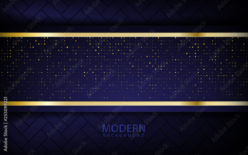 Aufkleber dark blue abstract realistic background. overlap layer with golden list on pattern background. 3d ba