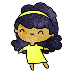 textured cartoon kawaii girl with head band