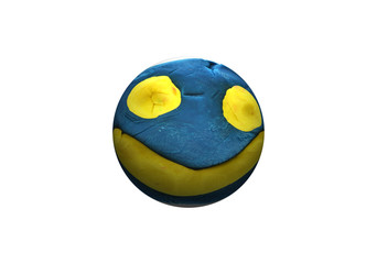 play dough smile face with ball  isolated on white background