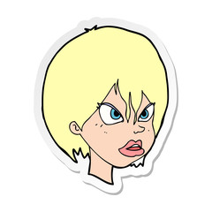 sticker of a cartoon annoyed woman