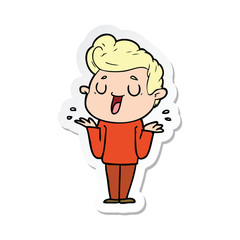 sticker of a happy cartoon man