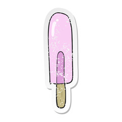 distressed sticker of a cartoon ice lolly
