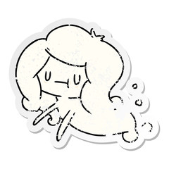 distressed sticker cartoon of a kawaii cute ghost