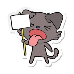sticker of a cartoon disgusted dog