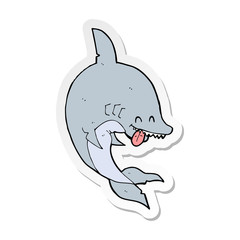 sticker of a funny cartoon shark