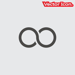 Infinity icon isolated sign symbol and flat style for app, web and digital design. Vector illustration.