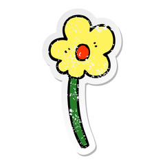 distressed sticker of a cartoon flower