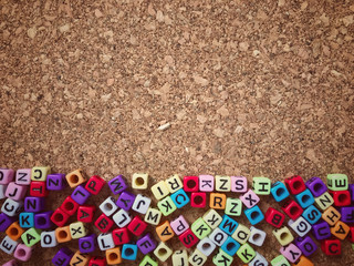 Object and background - Background of colorful toy blocks on a wooden table.