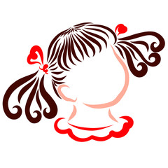 cute little girl with two ponytails and bow-shaped bows
