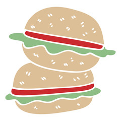 quirky hand drawn cartoon veggie burger