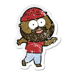 distressed sticker of a cartoon bearded man