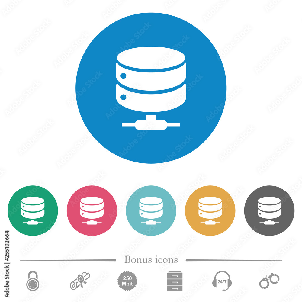 Poster network database flat round icons