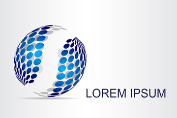 Abstract technology logo stylized spherical surface with abstract shapes. This logo is suitable for global company, world technologies, media and publicity agencies 