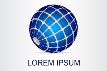 Abstract technology logo stylized spherical surface with abstract shapes. This logo is suitable for global company, world technologies, media and publicity agencies 