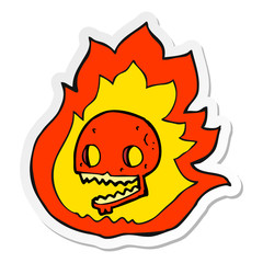 sticker of a cartoon burning skull
