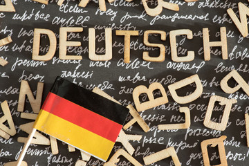 Flagge von Deutschland und das Wort Deutsch